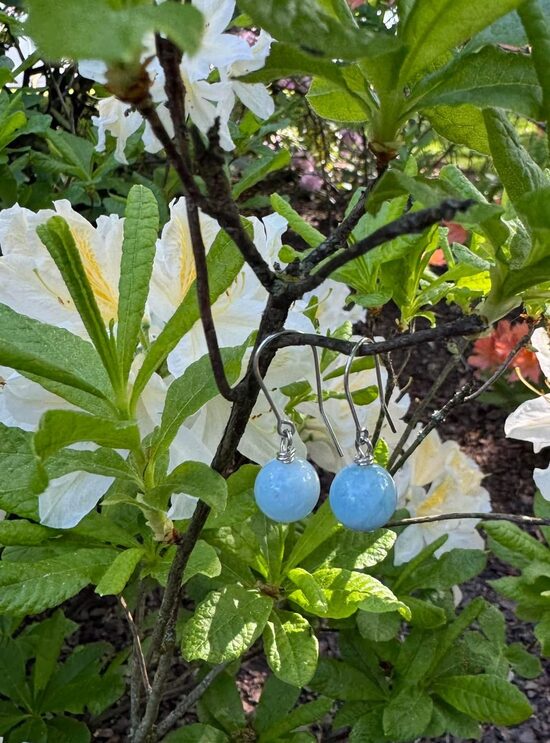 Akvamarīna auskari ar sudraba āķīšiem