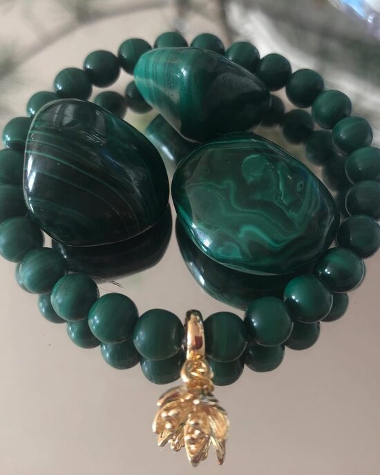 Malahīta rota ar piekariņu 6 mm