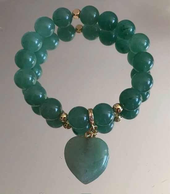 Avanturīna rokassprādze ar sirsniņu 10 mm bumbiņām