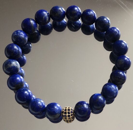 Lazurīta rokas rota ar 8 mm bumbiņām