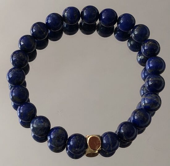 lazurīta aproce ar 6 mm bumbiņām