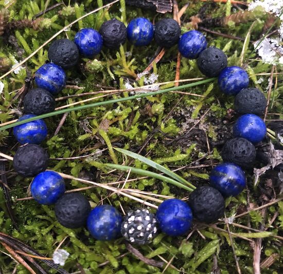 lazurīta un lavas aproce 8 mm