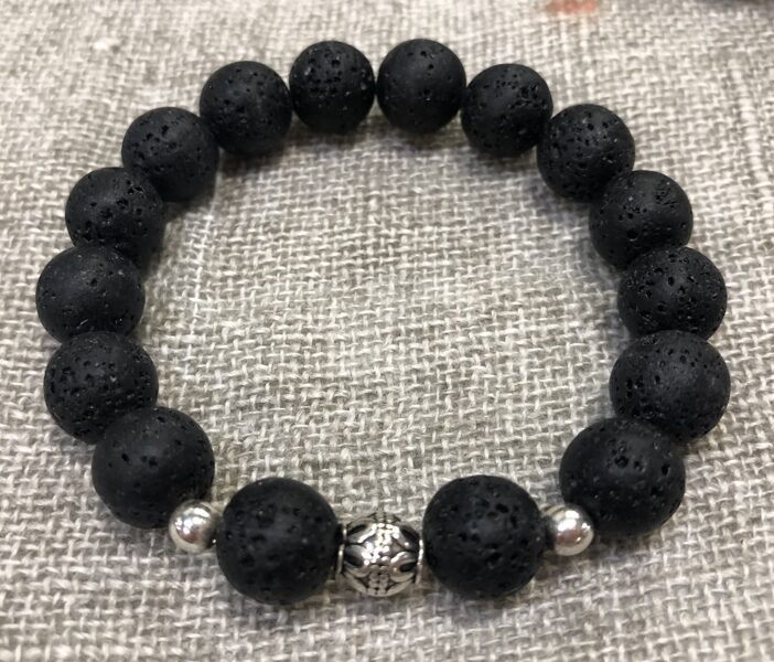  Lava un obsidiāns ar metāla savienojumu un 10 mm bumbiņām