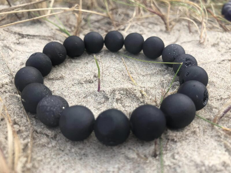 Melnais ahāts - onikss rokas rota matēta 10 mm